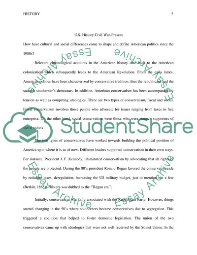 U.S. History Civil War-Present