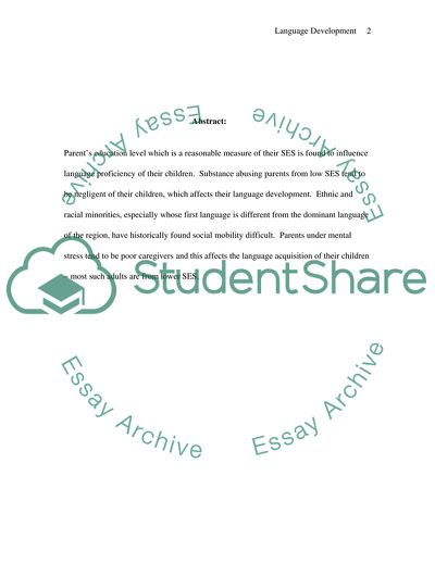 Language Development and Socioeconomic Status