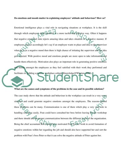 Work place emotions and attittude