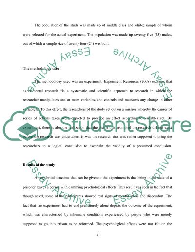 Analysis of the Stanford Prison Experiment