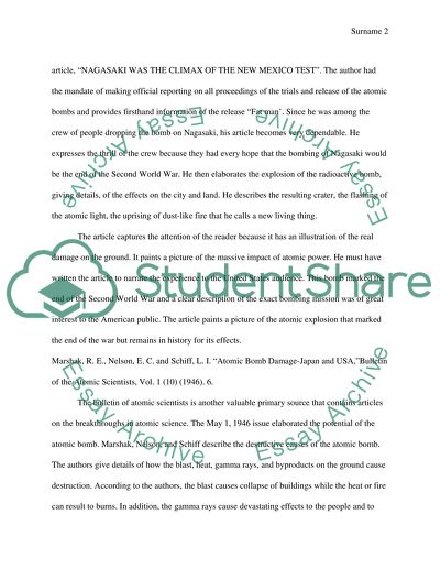 Annotated Bibliography on the Use of Nuclear Weapons during WWII