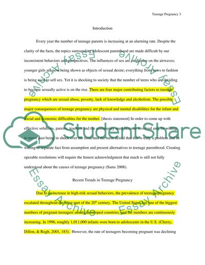 The persuasion of teenage pregnancy