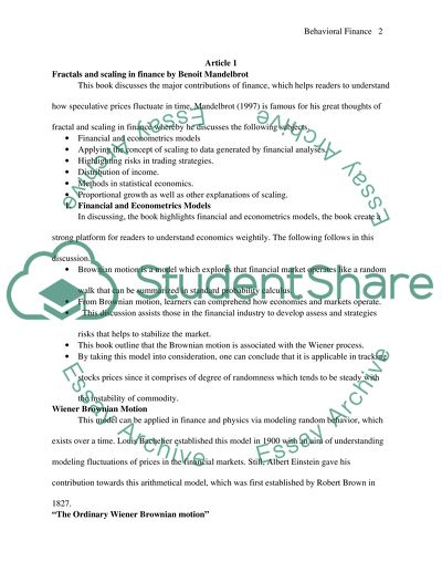 Behavioral Finance in Books Benoit Mandelbrot and Edgar Peters