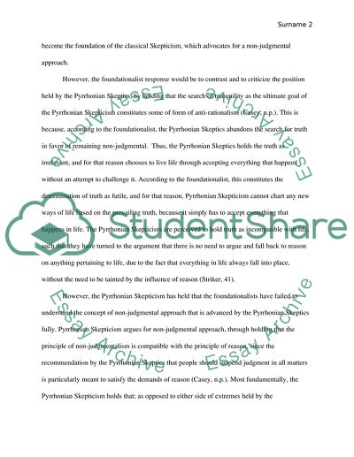 What is the foundationalist response to the Pyrhhonian sceptical challenge