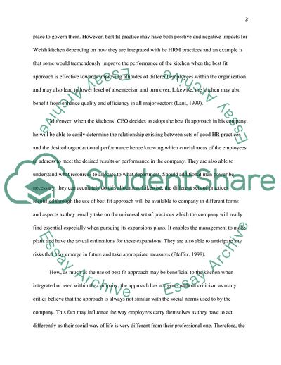 Human Resource Management of Welsh Kitchens