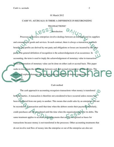 Cash vs. Accruals: Is There a Difference in Recognizing Transactions