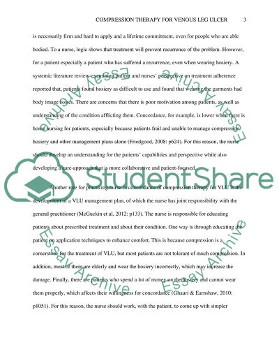 Role of Nurses in Patients Concordance to Compression Therapy for Venous Leg Ulcer