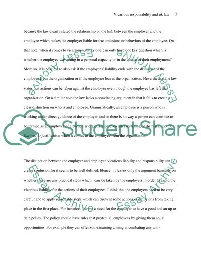 Vicarious Responsibility and the UK Law