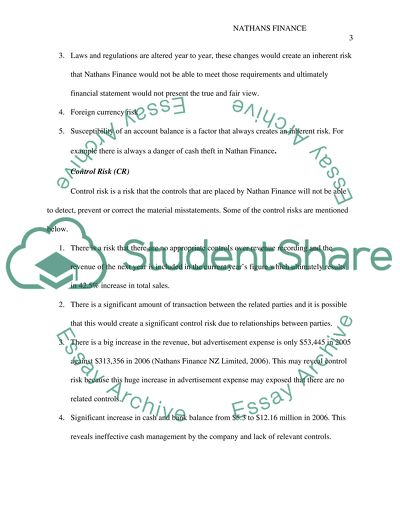 Auditing Risks in Nathans Finance