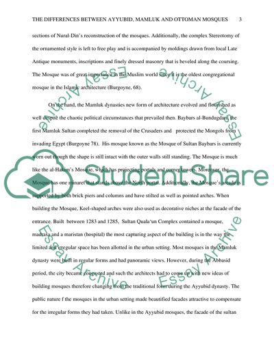 The differences between Ayyubid, Mamluk and Ottoman Mosques