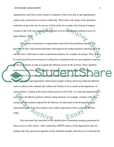 Economic Geography: Oryx Energy Company