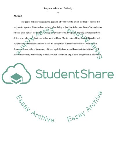 Response to Law and Authority