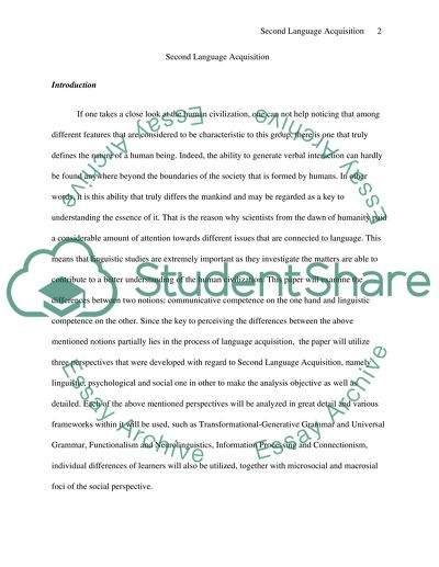 Second Language Acquisition