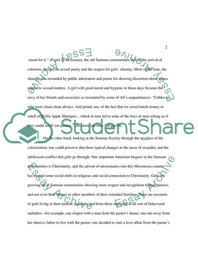 Codes of Sexual Morality and Adolescent Conflict in Samoan Society