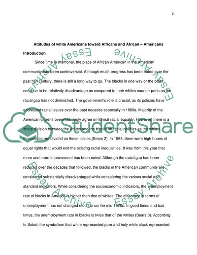 Attitudes of White Americans toward Africans and African Americans