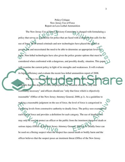 Policy Critique New Jersey use of force