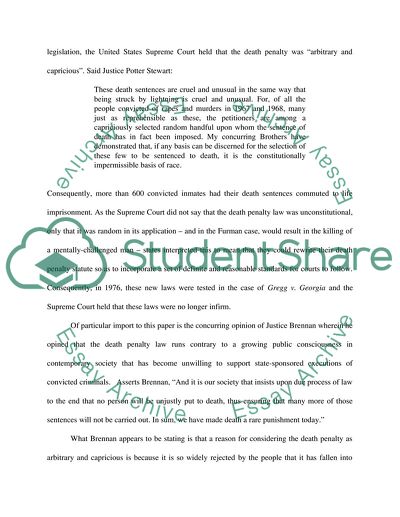 Playing to the Gallery: Public Opinion as a Factor in Death Penalty Court Decisions, particularly Furman v. Georgia