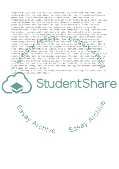 Discussion Case: No Smoking Allowed - On the Job or Off