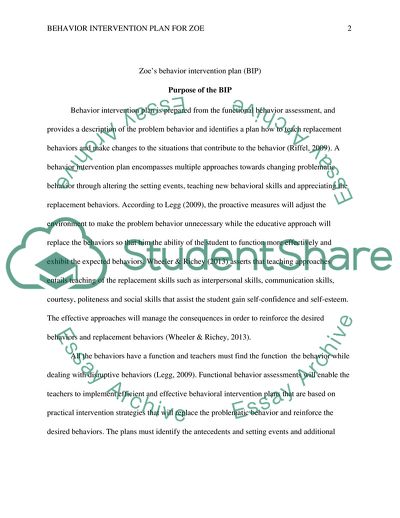 Behavior Intervention Plan