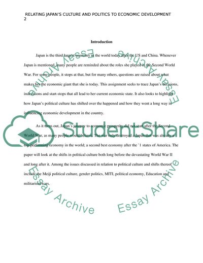 Influence of Japans Political Culture on its Economic Development