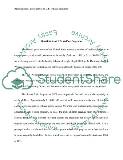 Beneficiaries of U.S. Welfare Programs