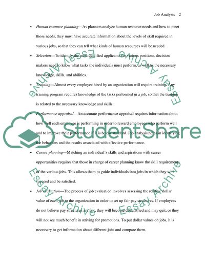 Job Analysis and its Role in Human Resources