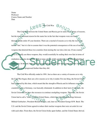 The Cold War Between the United States and Russia