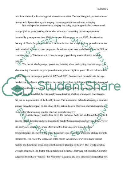 Cosmetic Surgical Procedures on Patients Eighteen Years Old and Below