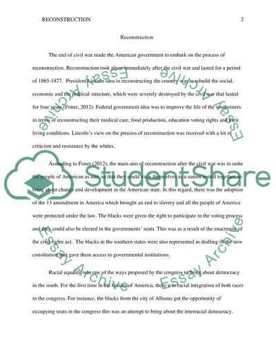 The Civil Rights Act for the Blacks after the End of Civil War