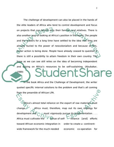 Africa and challenging development