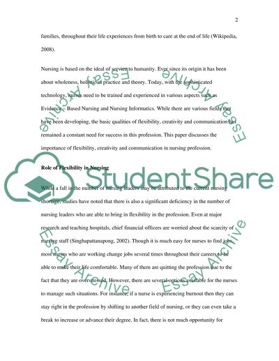 Flexability creativity and communication in nursing