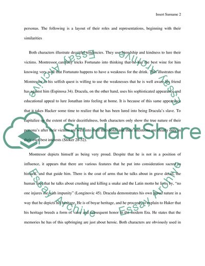 The Villains in The Cask of Amontillado and Draculas Guest