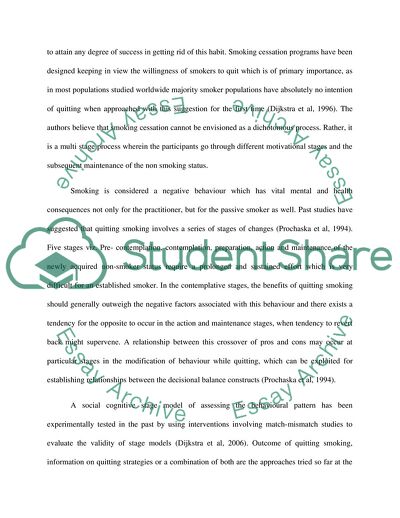 Stages of Change and Smoking Behaviour for smokers in the UK and Kuwait