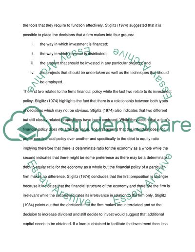 Financial Policies and the Value of the Firm