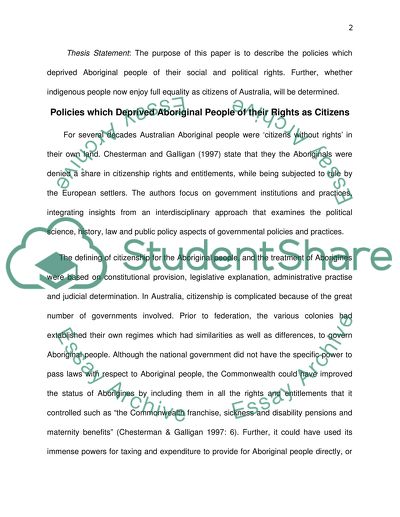 The Social and Political Rights of Aboriginal People in Australia