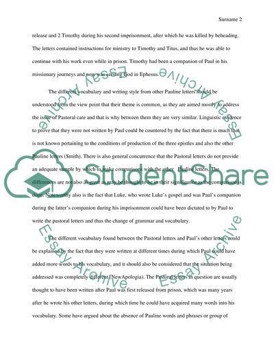 The Apostle Paul and His Pastoral Epistles