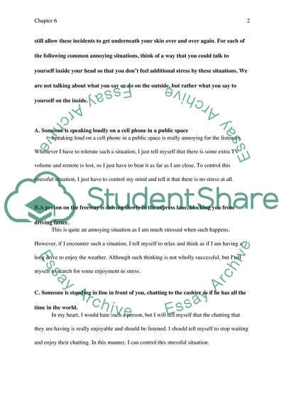 Implementation of Advice from Challenging Stressful Thinking Chapter