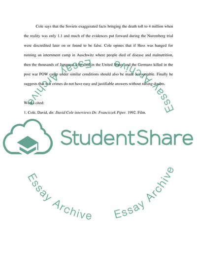 David Cole Interviewing Dr. Franciszek Piper