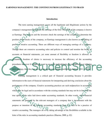 Earnings Management: The Continuum from Legitimacy to Fraud