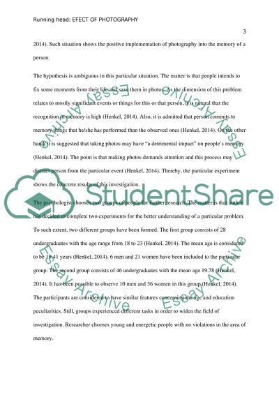 The Influence of Taking Photos on Memory