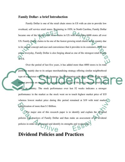 Dividend Practices and Policies