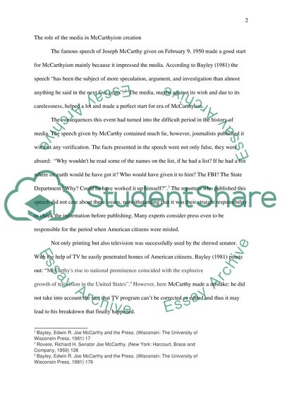 McCarthy, Murrow and the Use of Media