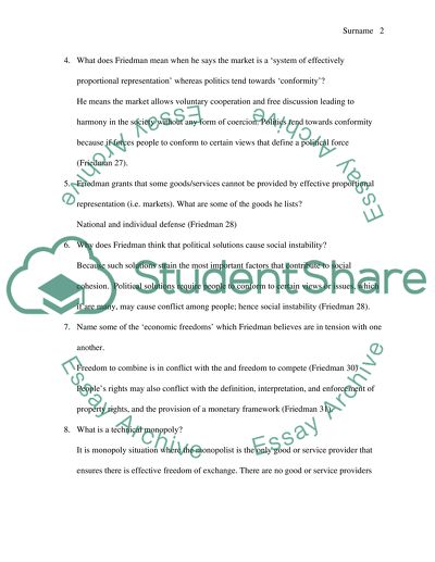 Reading Questions (Friedman, Chapter 2) and