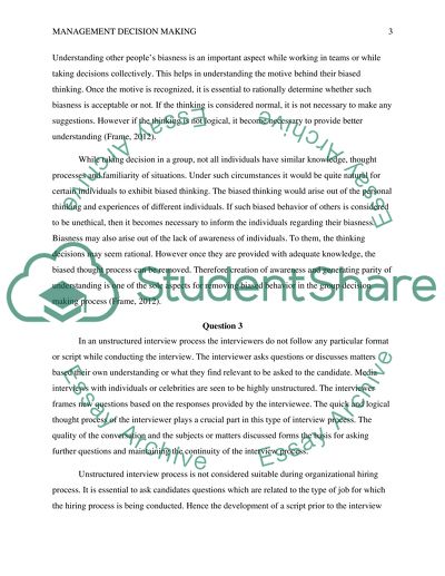 decision making assignment sample