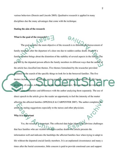 Family Bereavement Experiences after Sudden Cardiac Death