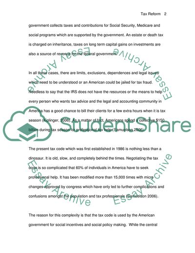 Tax Reform Situation in American