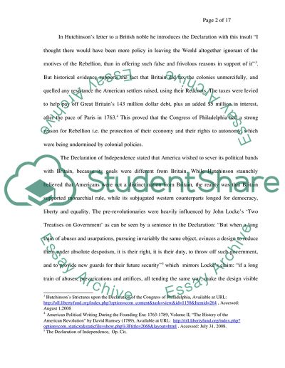 Hutchinsons Strictures upon the Declaration of Congress