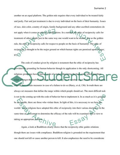 Ethic of Reciprocity in the Society