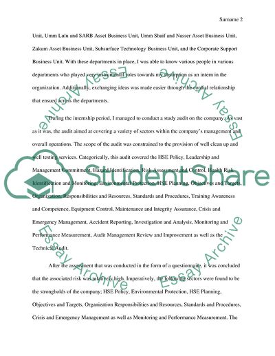 An Internship at the Abu Dhabi Marine Operating Company