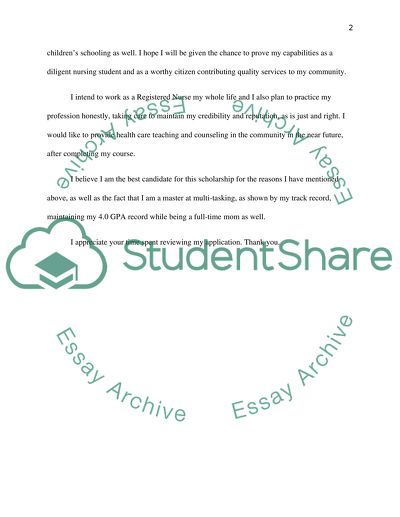 Application for Registered Nurse Scholarship